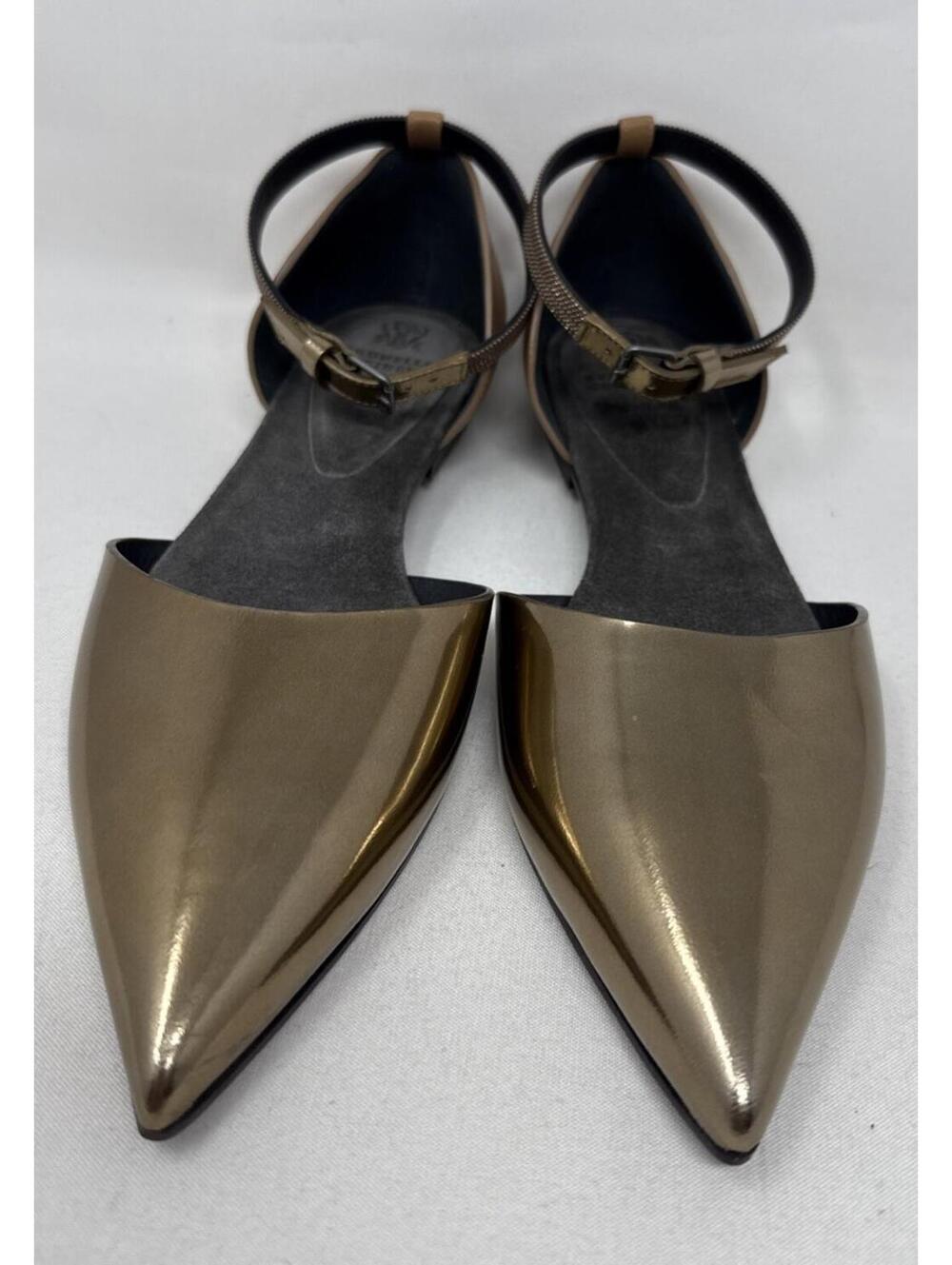 Brunello Cucinelli - Women - Cut- Out Laminated flats - Bronze